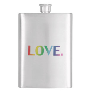 Love, pride lgbt lgbtq gay queer rainbow colours hip flask