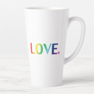 Love, pride lgbt lgbtq gay queer rainbow colours latte mug