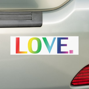 Love, pride lgbt lgbtq rainbow colours white bumper sticker