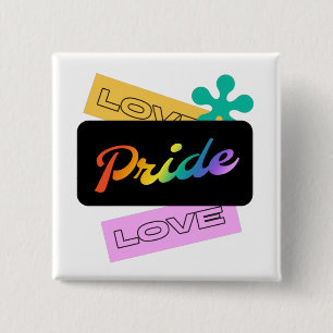 Love pride love. LGBT+pride. Rainbow   15 Cm Square Badge