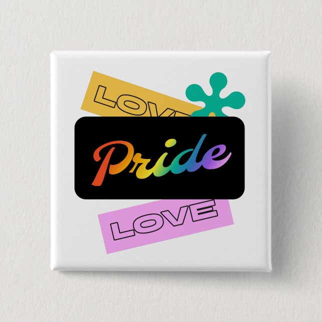 Love pride love. LGBT+pride. Rainbow   15 Cm Square Badge (Front)