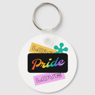 Love pride love. LGBT+pride. Rainbow   Key Ring