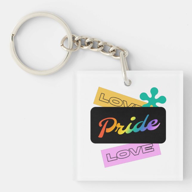 Love pride love. LGBT+pride. Rainbow   Keychain (Front)