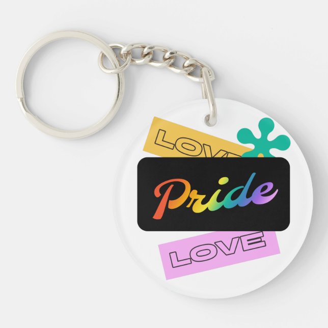 Love pride love. LGBT+pride. Rainbow   Keychain (Front)