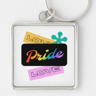 Love pride love. LGBT+pride. Rainbow   Keychain
