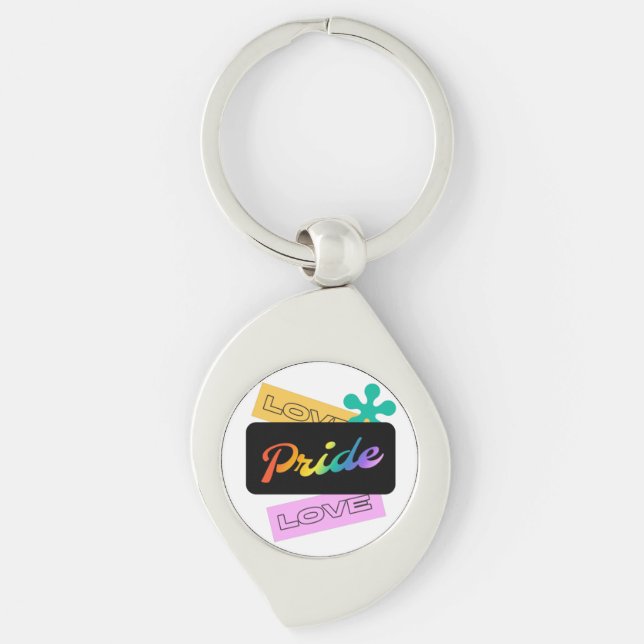 Love pride love. LGBT+pride. Rainbow   Keychain (Front)
