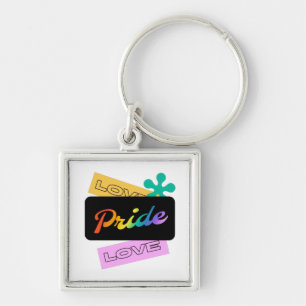 Love pride love. LGBT+pride. Rainbow   Keychain