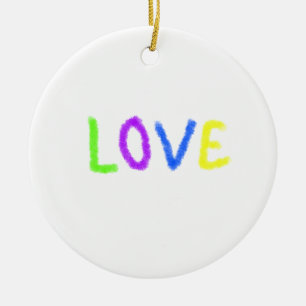 Love pride rainbow watercolor LGBTQ June modern Ceramic Ornament