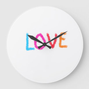 Love pride rainbow watercolor LGBTQ June modern Large Clock