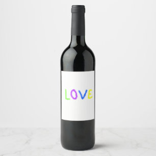 Love pride rainbow watercolor LGBTQ June modern Wine Label