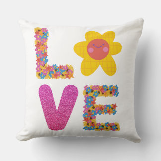 Love Print Design On Cotton Pillow For Valentine