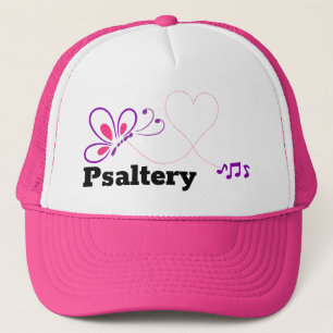 Love Psaltery Pink Purple Butterfly Heart Trucker Hat