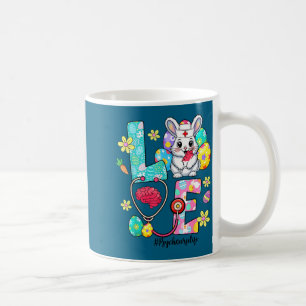 Love psych nurse life bunny stethoscope easter coffee mug