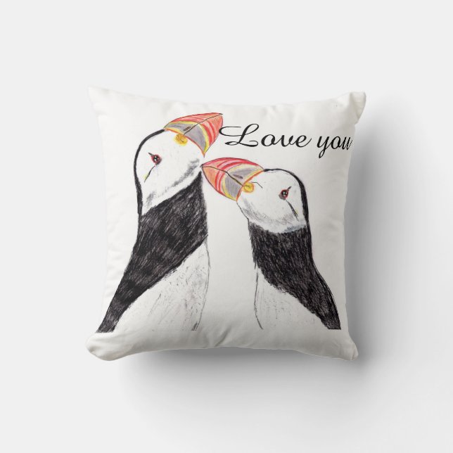 Love Puffins Cushion (Front)