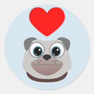 Love Pug Classic Round Sticker
