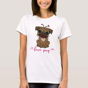 Love Pug Dog Valentine's Day T-Shirt