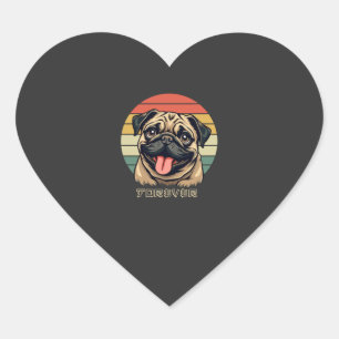 Love Pug Forever � Cute Pug Lover Design Heart Sticker