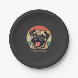 Love Pug Forever � Cute Pug Lover Design Paper Plate