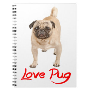 Love Pug Puppy Dog Red Notebook / Journal