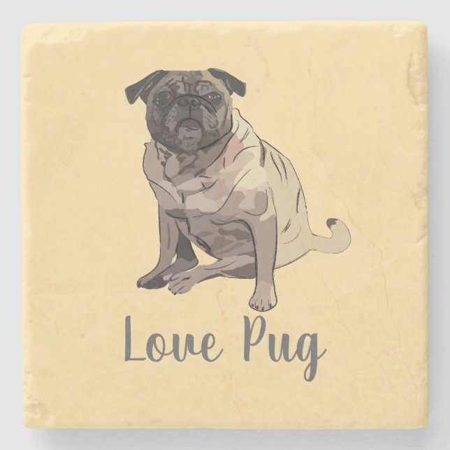 Love Pug Stone Coaster (Front)