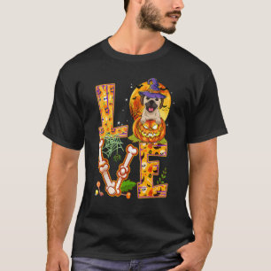 Love Puggle Witch Pumpkin Scary Halloween Dog T-Shirt