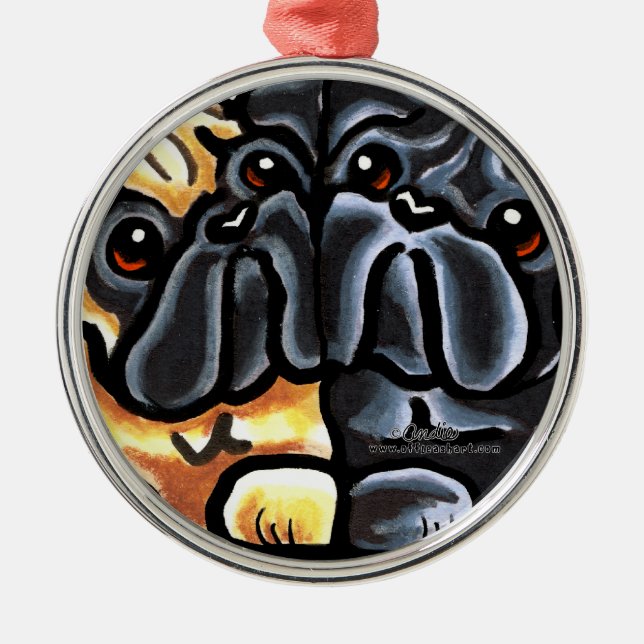 Love Pugs Metal Tree Decoration (Front)