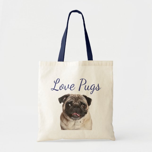 Love Pugs Puppy Dog Canvas Totebag Tote Bag (Front)