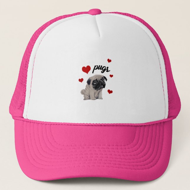 Love pugs trucker hat (Front)