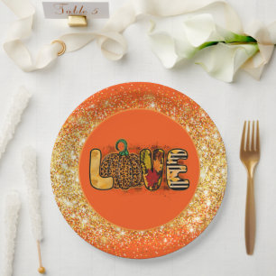 Love Pumpkin Autumn Customise Colour Paper Plate