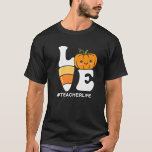 Love Pumpkin Candy Corn Teacher Life Groovy Funny T-Shirt