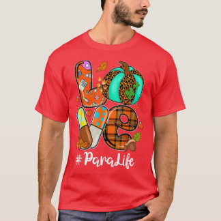 LOVE Pumpkin Leopard Pencil Para Life Fall Thankgi T-Shirt