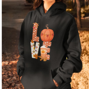 Love Pumpkins , Cute Autumn Leaves and Pumpkin Hoodie