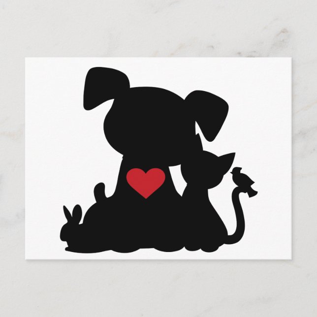 Love Puppy and Kitten Silhouette Postcard (Front)