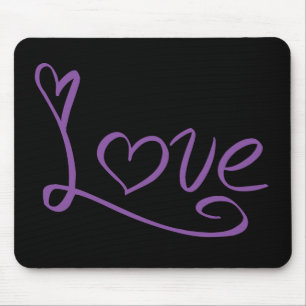 Love Purple And Black Hearts Mouse Pad