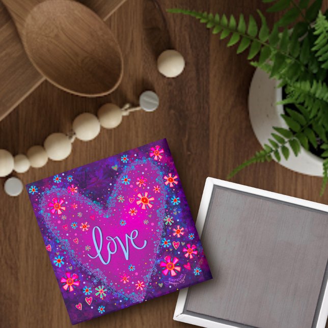 Love Purple Hearts Floral Trendy Inspiring Magnet (Creator Uploaded)