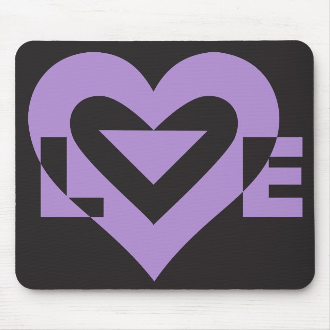 Love Purple on Black Mouse Pad (Front)
