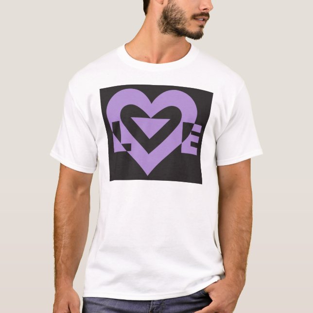Love Purple on Black T-Shirt (Front)