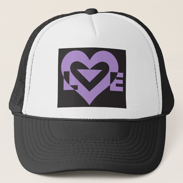 Love Purple on Black Trucker Hat (Front)