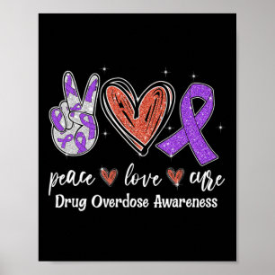 Love Purple Ribbon Drug Overdose Awareness Gift  Poster