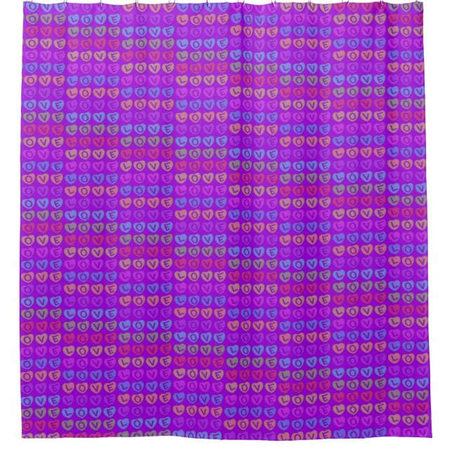 LOVE Purple Shower Curtain (Front)