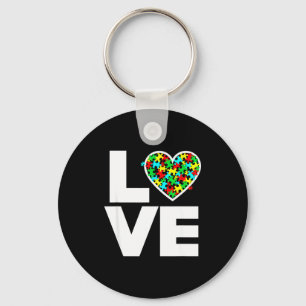 Love Puzzle Piece Cute Heart World Autism Awarenes Key Ring