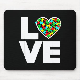 Love Puzzle Piece Cute Heart World Autism Awarenes Mouse Pad
