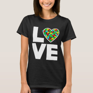 Love Puzzle Piece Cute Heart World Autism Awarenes T-Shirt