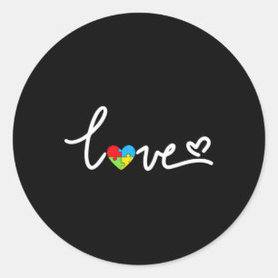 Love Puzzle Pieces Heart Autism Awareness Gifts  Classic Round Sticker