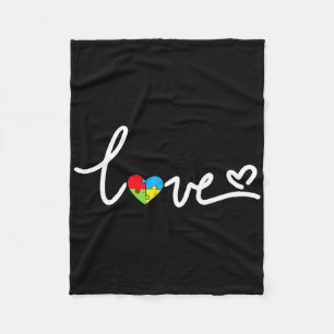 Love Puzzle Pieces Heart Autism Awareness Gifts Fleece Blanket