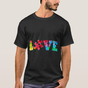 LOVE Puzzle Pieces Heart Autism Awareness Tie Dye  T-Shirt