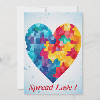 Love Puzzle Rainbow Heart Personalised Holiday Card