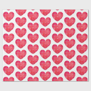 Love puzzle solved, red puzzle heart wrapping paper