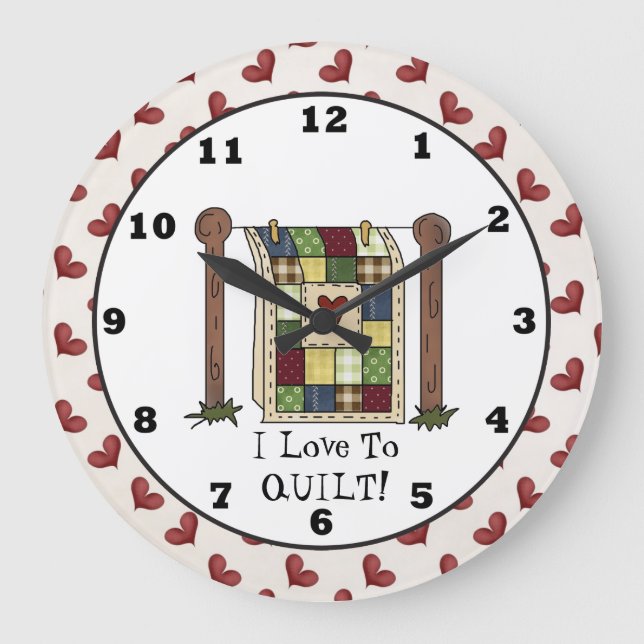 Love Quilting cartoon wall clock (Front)