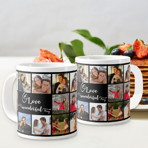 Love Quote 20 Square Photo Collage Black Large Coffee Mug